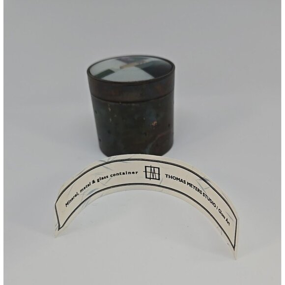 Rare Thomas Meyers Studio Mineral Metal And Glass Container Trinket Box Signed - Picture 11 of 11